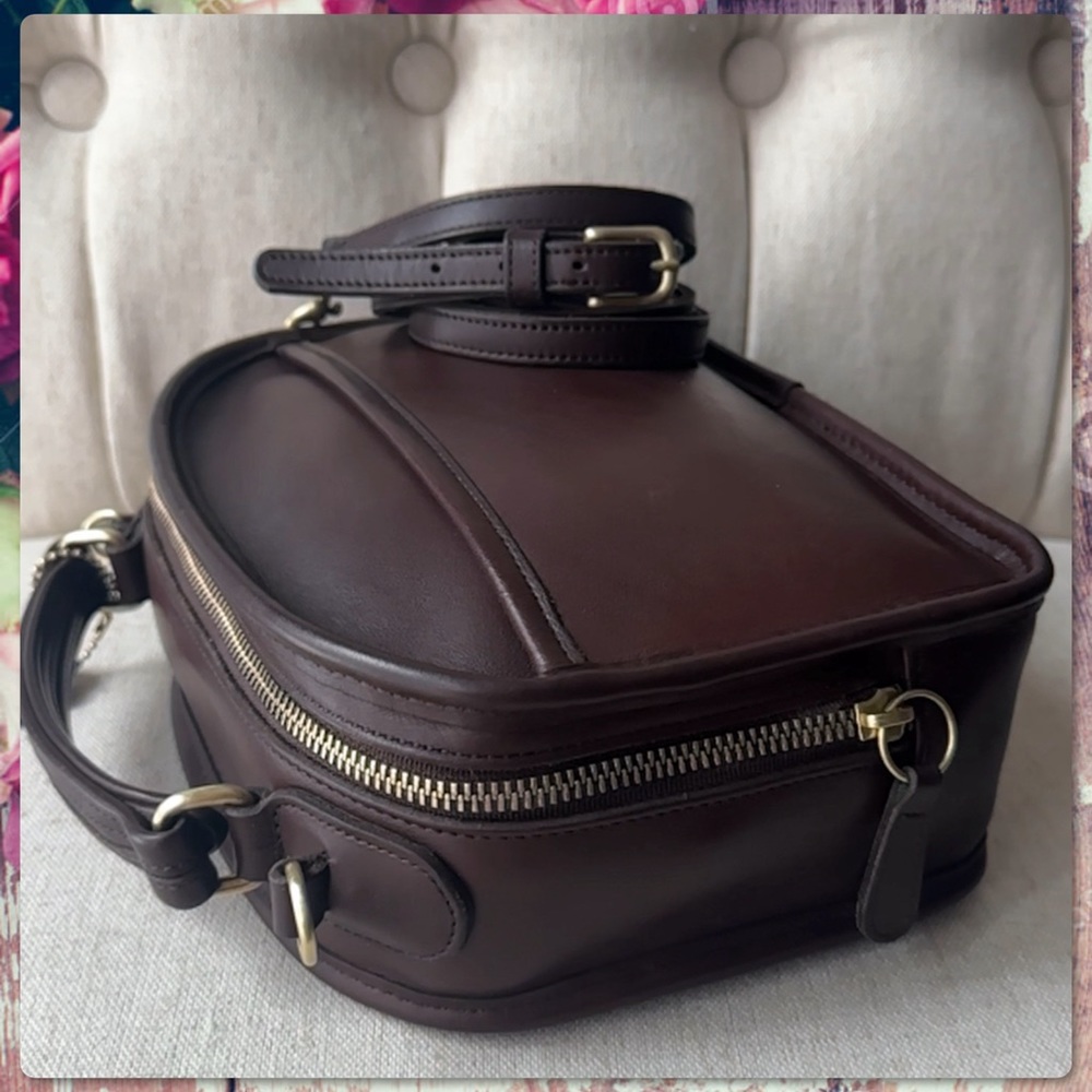 VINTAGE COACH MAHOGANY LEATHER LUNCHBOX ZIP CROSSBODY TOP HANDLE BAG 9991 - Picture 10 of 16